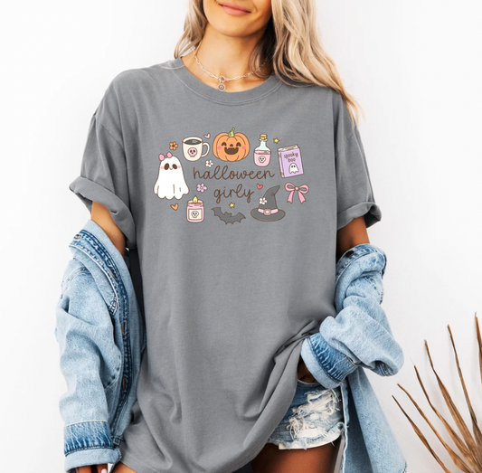Halloween girlie T-shirt (grey)