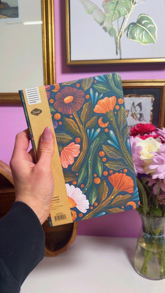 Night Sky Floral Embossed Hardcover Journal