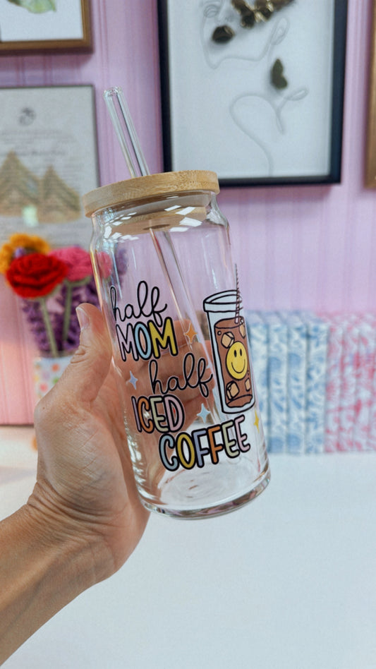 Half Mom Half Iced Coffee 20 oz Glass