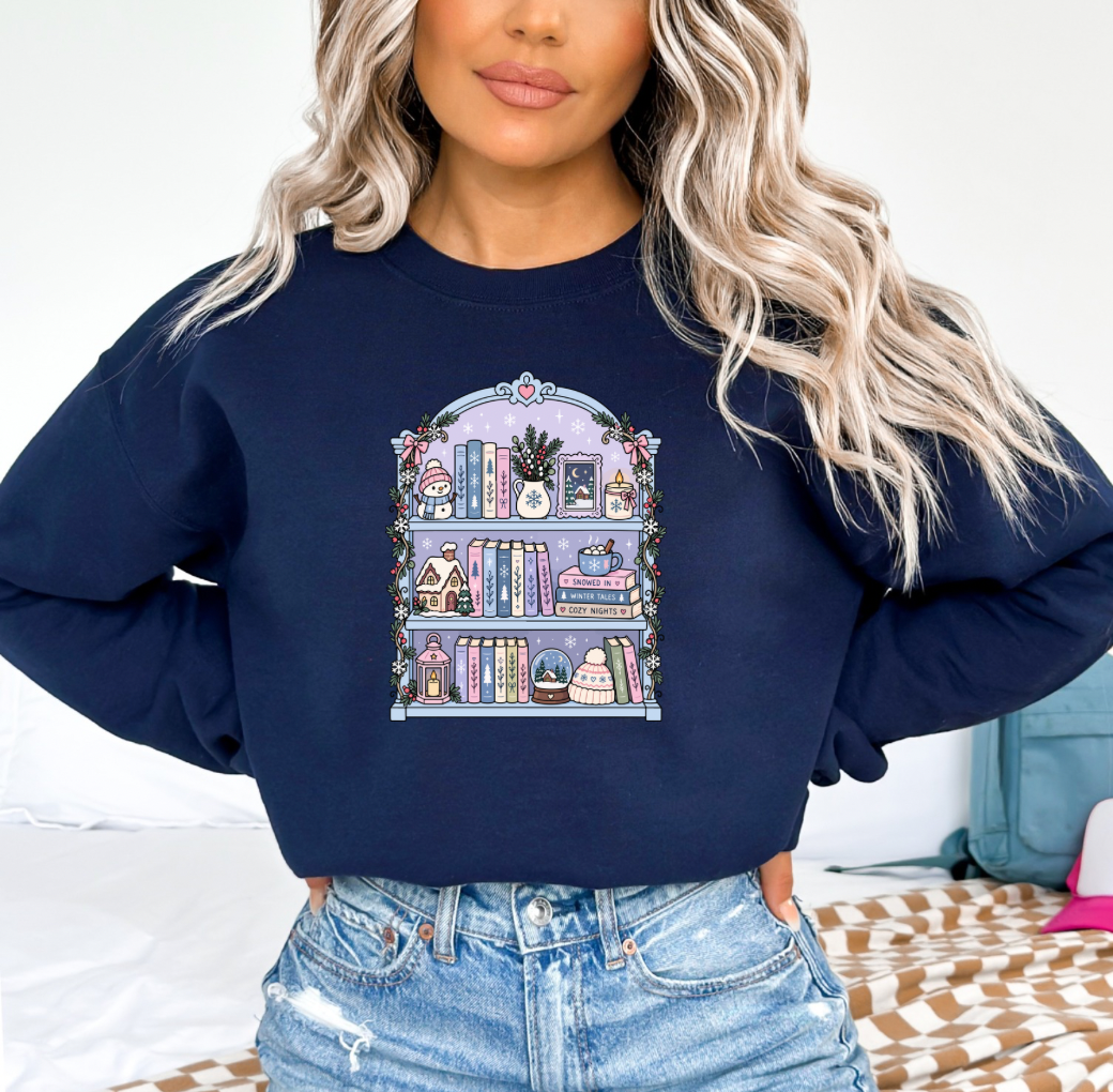 Holiday Bookshelves Crewneck (Navy)