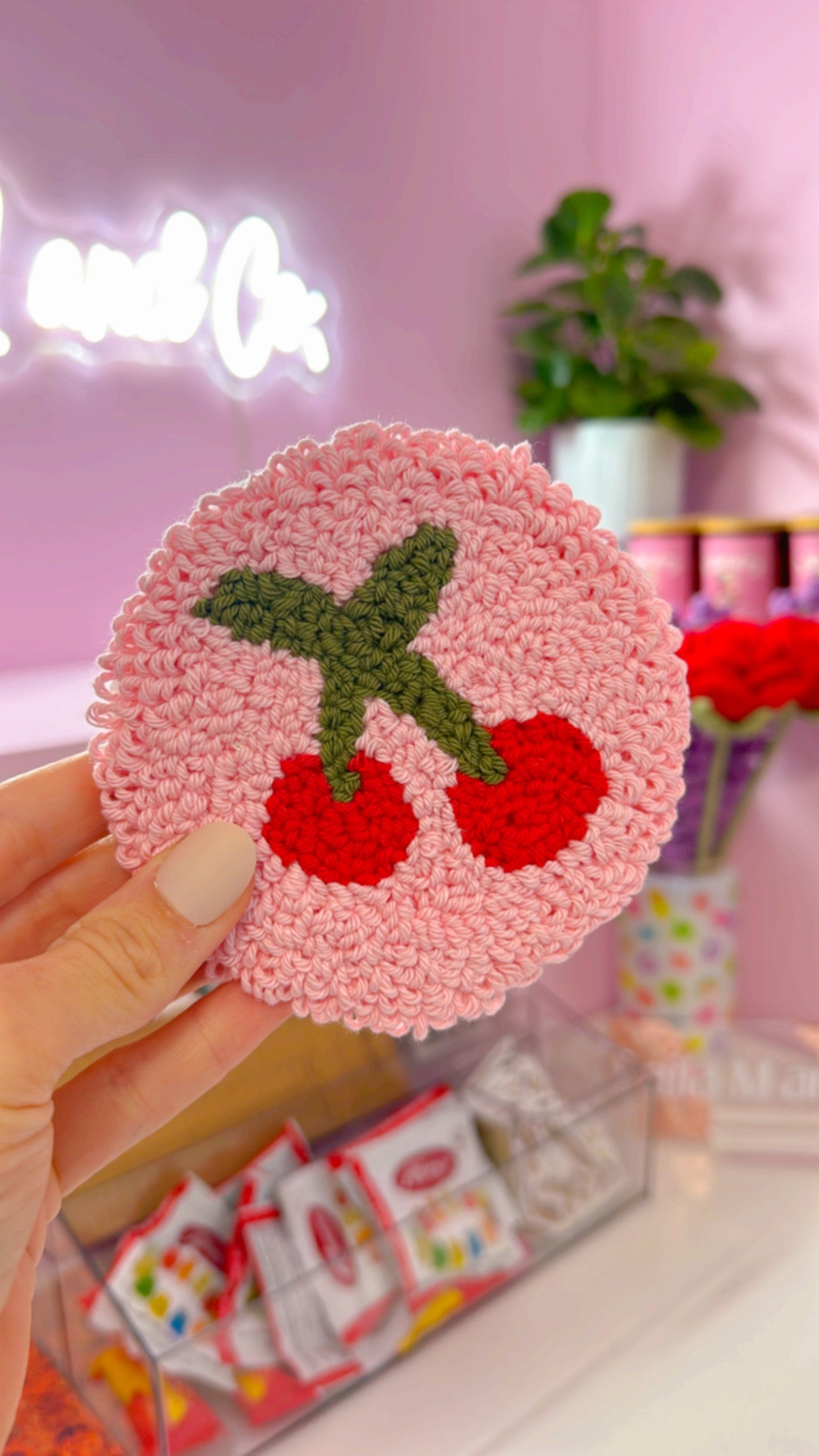 Cherries Handmade Coaster