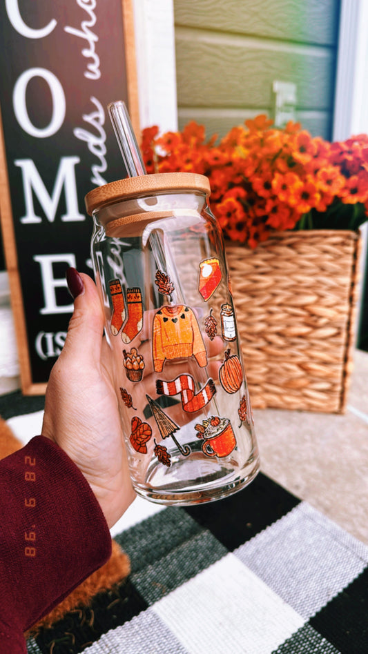 Fall Vibes 20 oz Glass Can