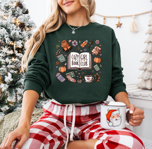 Cozy Girl Bookclub Crewneck (Forest)