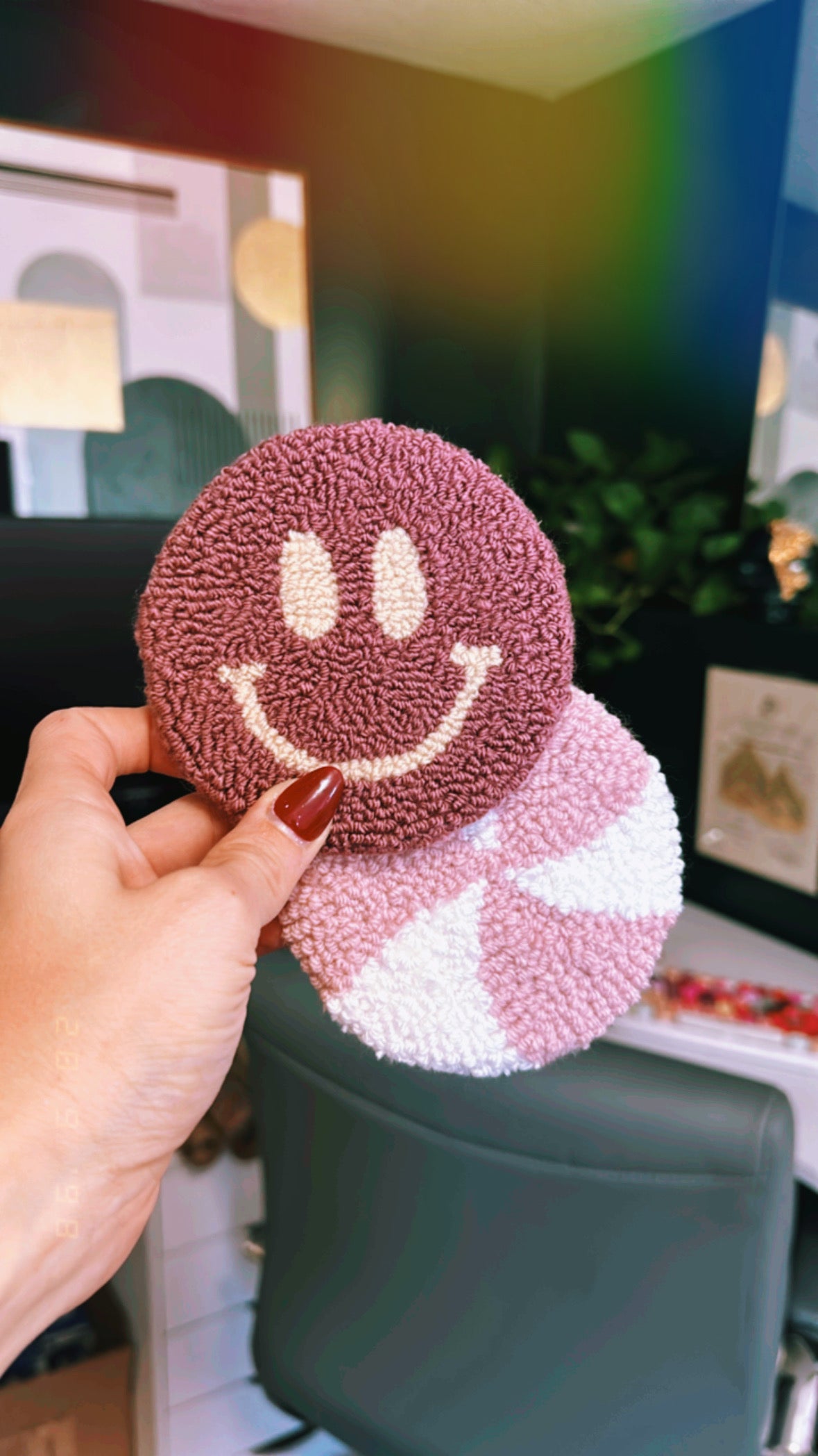 All Smiles Mug Rug Coaster (Muave)