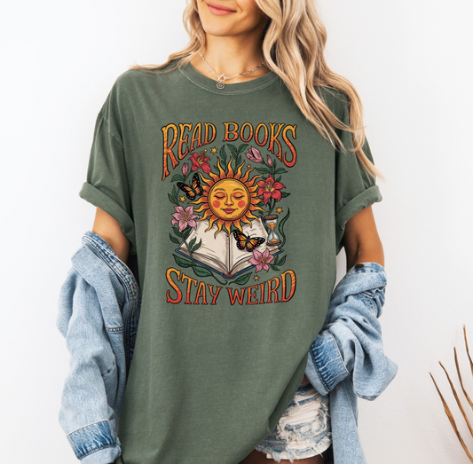 Read Books, Stay Weird T-shirt (Sage)