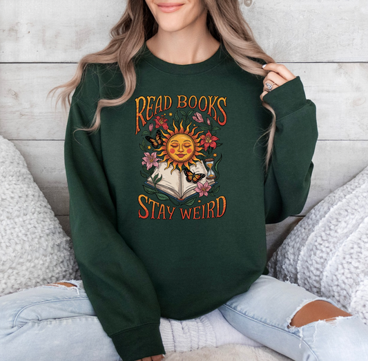 Read Books, Stay Weird Crewneck (Forest)