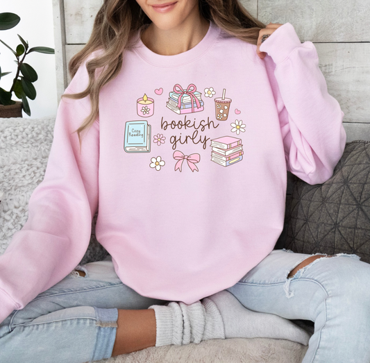 Bookish Girlie Crewneck (Pink)