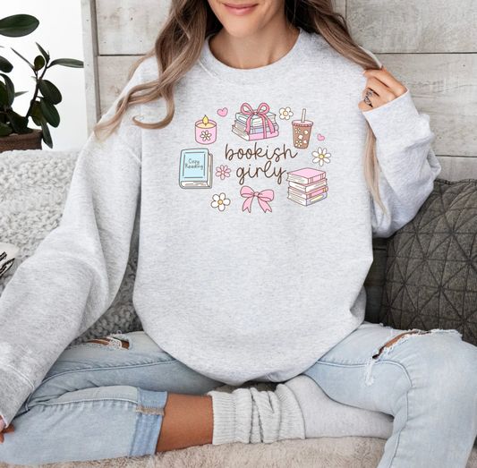 Bookish Girlie Crewneck (Ash)