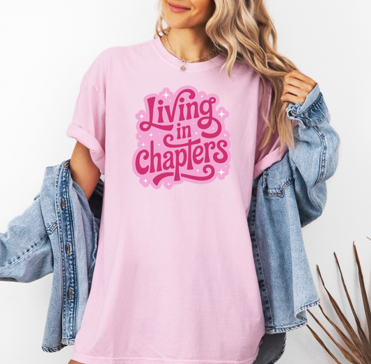 Living in Chapters T-shirt (Pink)