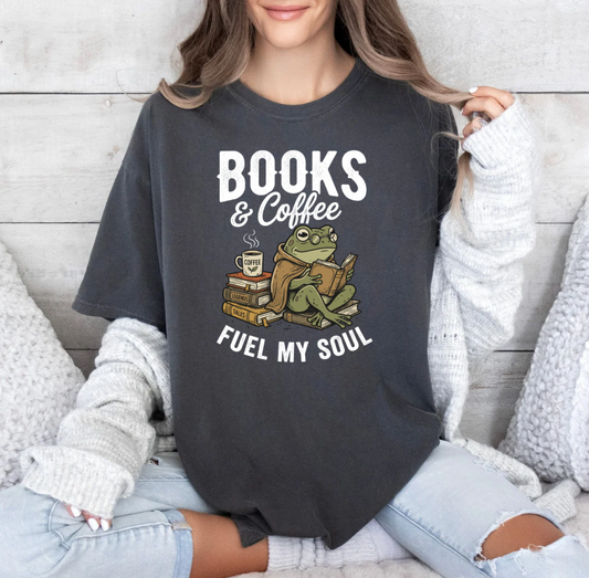 Books and Coffee T-shirt (Heather Grey)