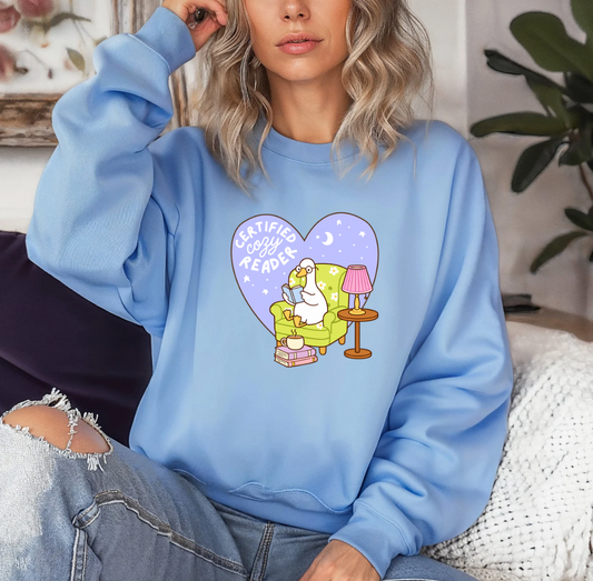 Cozy Reader Crewneck (Carolina blue)