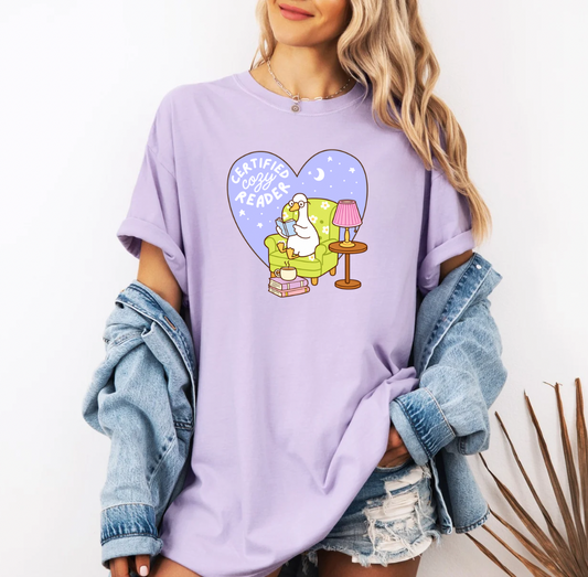 Cozy Reader T-shirt (Lavender)