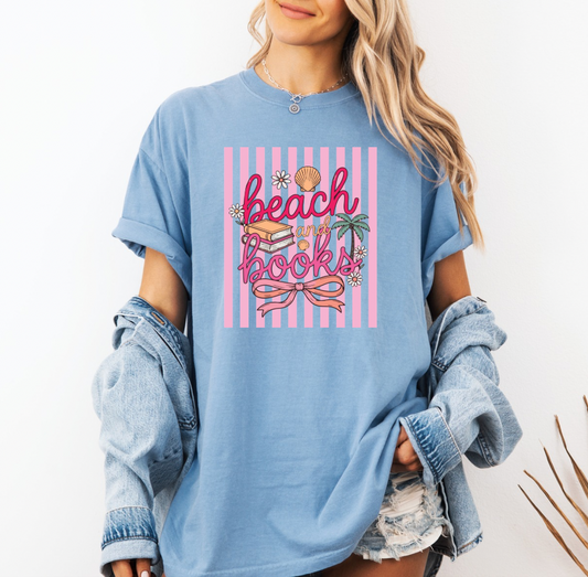 Beach and Books T-shirt (Light Blue)