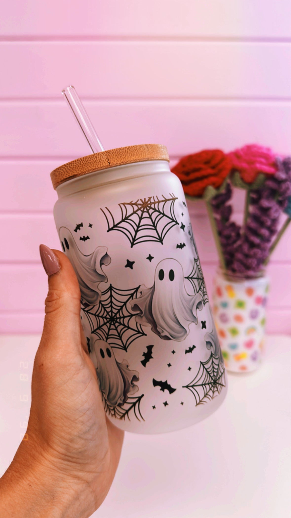 Ghosts Sublimated 16 oz Glass Can