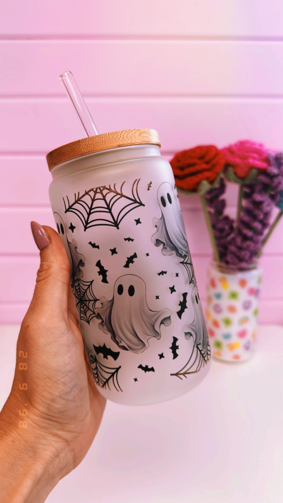 Ghosts Sublimated 16 oz Glass Can