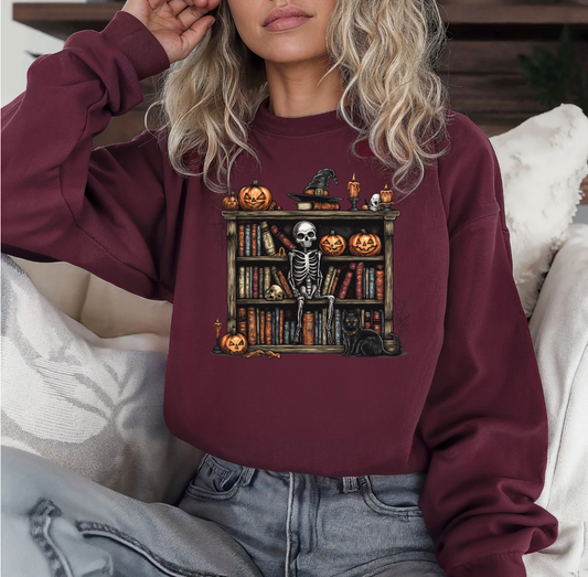 Spooky Scary Book Reader Crewneck (Maroon)