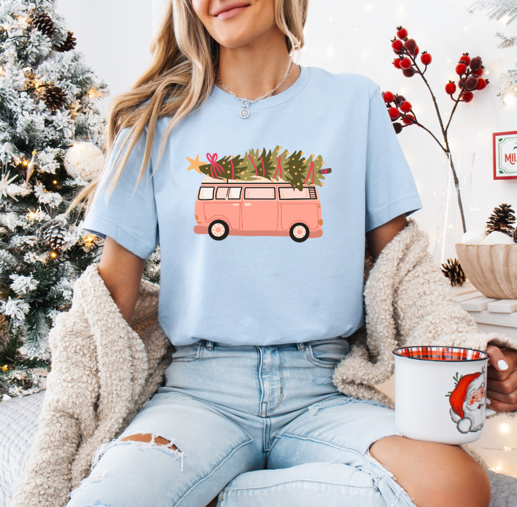 Groovy Holiday Van T-shirt (Light Blue)