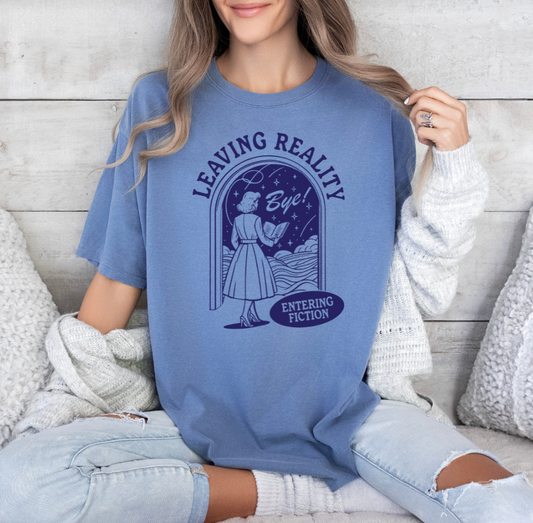 Leaving Reality Entering Fiction T-shirt (Blue)